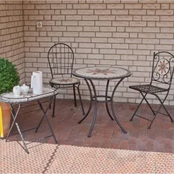Gartenstuhl 'Stella' klappbar Stahl beige/braun/grau 52 x 90 x 39 cm
