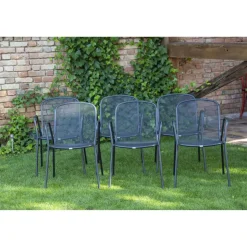 Gartenstuhlset 'Alfredo' stapelbar Metall anthrazit 6 Stück