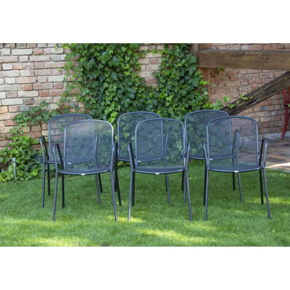 Gartenstuhlset 'Alfredo' stapelbar Metall anthrazit 6 Stück