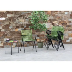 Gartenstuhlset 'Alpha' stapelbar Stahl grün 6 Stück