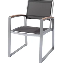 Gartenstuhlset 'Ava' stapelbar Aluminium grau/hellbraun 2 Stück