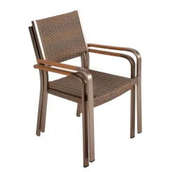 Gartenstuhlset 'Florence' stapelbar Aluminium braun 2 Stück