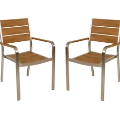 Gartenstuhlset 'Florence' stapelbar Aluminium braun 2 Stück