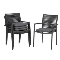 Gartenstuhlset 'New Jersey' stapelbar Aluminium anthrazit 4 Stück