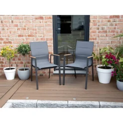 Gartenstuhlset 'Newport' stapelbar Aluminium anthrazit 2 Stück
