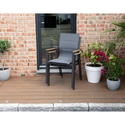 Gartenstuhlset 'Newport' stapelbar Aluminium anthrazit 2 Stück