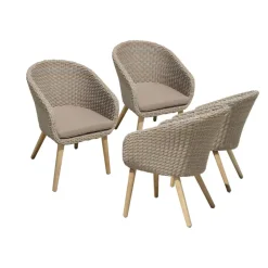 Gartenstuhlset 'Visalia' Aluminium/Akazienholz schwarz/hellgrau 4 Stück