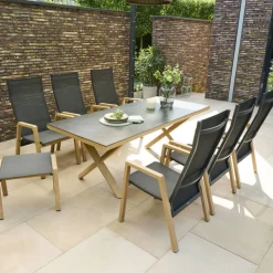 Gartentisch 'Catania' Aluminium/Glas 90 x 74 x 200 cm