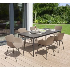 Gartentisch 'Silvie' Stahl/Glas 180 x 90 x 72 cm