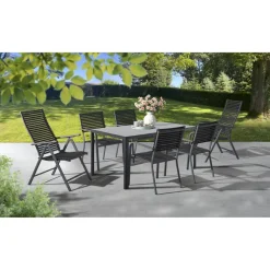Gartentisch Stahl/Glas grau 90 x 50 x 75 cm