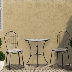 Gartentisch 'Stella' klappbar Stahl/Keramik 70 x 71 x 35,5 cm