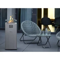 Gas-Feuerstelle 'Malta' grau Glasumrandung 38 x 38 x 91 cm
