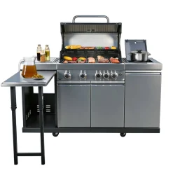 Gasgrill 'Augusta' silbern 4+1 Brenner 17 kW 150,5 x 116,5 x 58 cm
