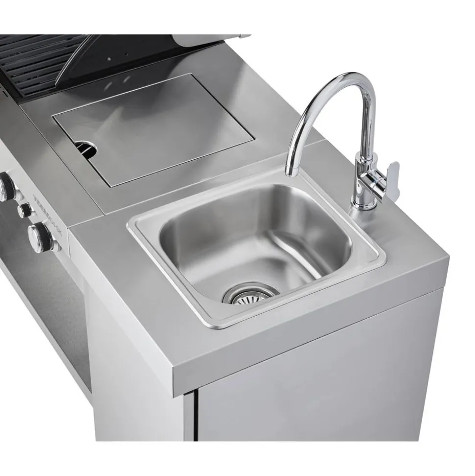Gasgrill 'Videro G4-SK Vario+' edelstahlfarben 193,7 x 118 x 63,5 cm