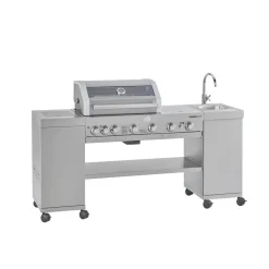 Gasgrill 'Videro G4-SK Vario+' edelstahlfarben 193,7 x 118 x 63,5 cm