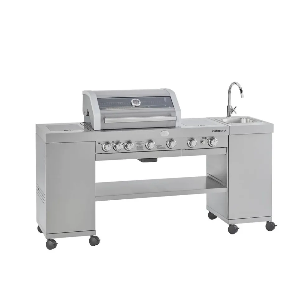 Gasgrill 'Videro G4-SK Vario+' edelstahlfarben 193,7 x 118 x 63,5 cm