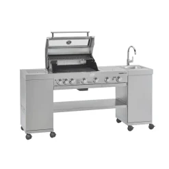 Gasgrill 'Videro G4-SK Vario+' edelstahlfarben 193,7 x 118 x 63,5 cm