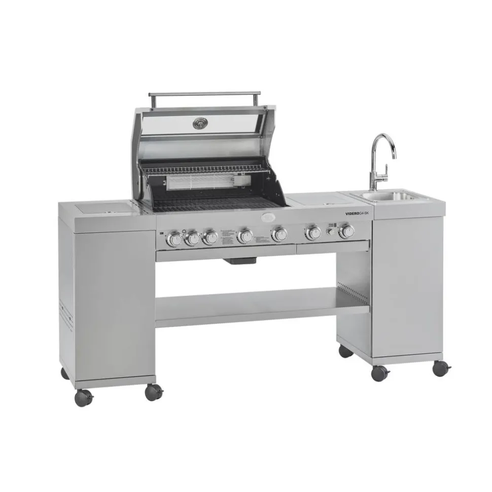 Gasgrill 'Videro G4-SK Vario+' edelstahlfarben 193,7 x 118 x 63,5 cm