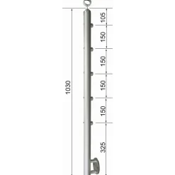 Geländerstab 'B52' Aluminium eloxiert Ø 42,4 x 1030 mm