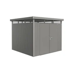 Gerätehaus 'HighLine 4' mit Doppeltür 275 x 275 cm Quarzgrau metallic