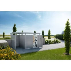 Gerätehaus 'HighLine 3' mit Doppeltür 275 x 235 cm Quarzgrau metallic