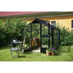 Gewächshaus 'Compact' 224 x 296 cm mit 3 mm Sicherheitsglas anthrazit/schwarz