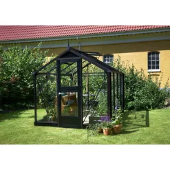Gewächshaus 'Compact' 224 x 296 cm mit 3 mm Sicherheitsglas anthrazit/schwarz