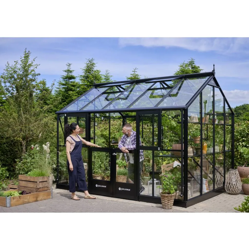 Gewächshaus 'Jubii 60' 368 x 2,96 cm mit 3 mm Sicherheitsglas schwarz