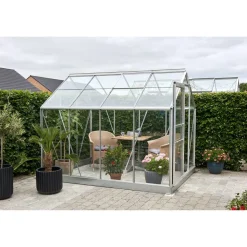 Gewächshaus 'Popular 86' 193 x 257 cm mit 3 mm Blankglas aluminiumfarben