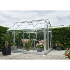 Gewächshaus 'Popular 86' 193 x 257 cm mit 3 mm Blankglas aluminiumfarben