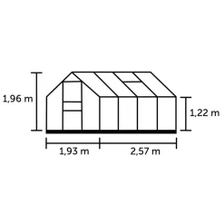 Gewächshaus 'Popular 86' 193 x 257 cm mit 3 mm Blankglas schwarz