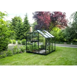 Gewächshaus 'Popular 66' 193 x 195 cm mit 3 mm Blankglas schwarz
