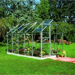 Gewächshaus 'Popular 106' 193 x 319 cm mit 3 mm Blankglas aluminiumfarben