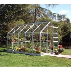 Gewächshaus 'Popular 106' 193 x 319 cm mit 3 mm Blankglas aluminiumfarben