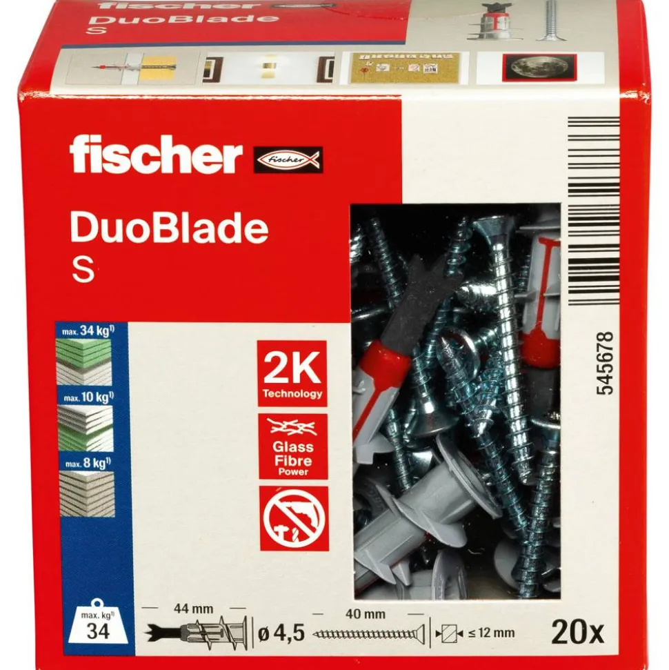 Gipskartonplattendübel und Spanplattenschrauben 'Duoblade S' 40-teilig