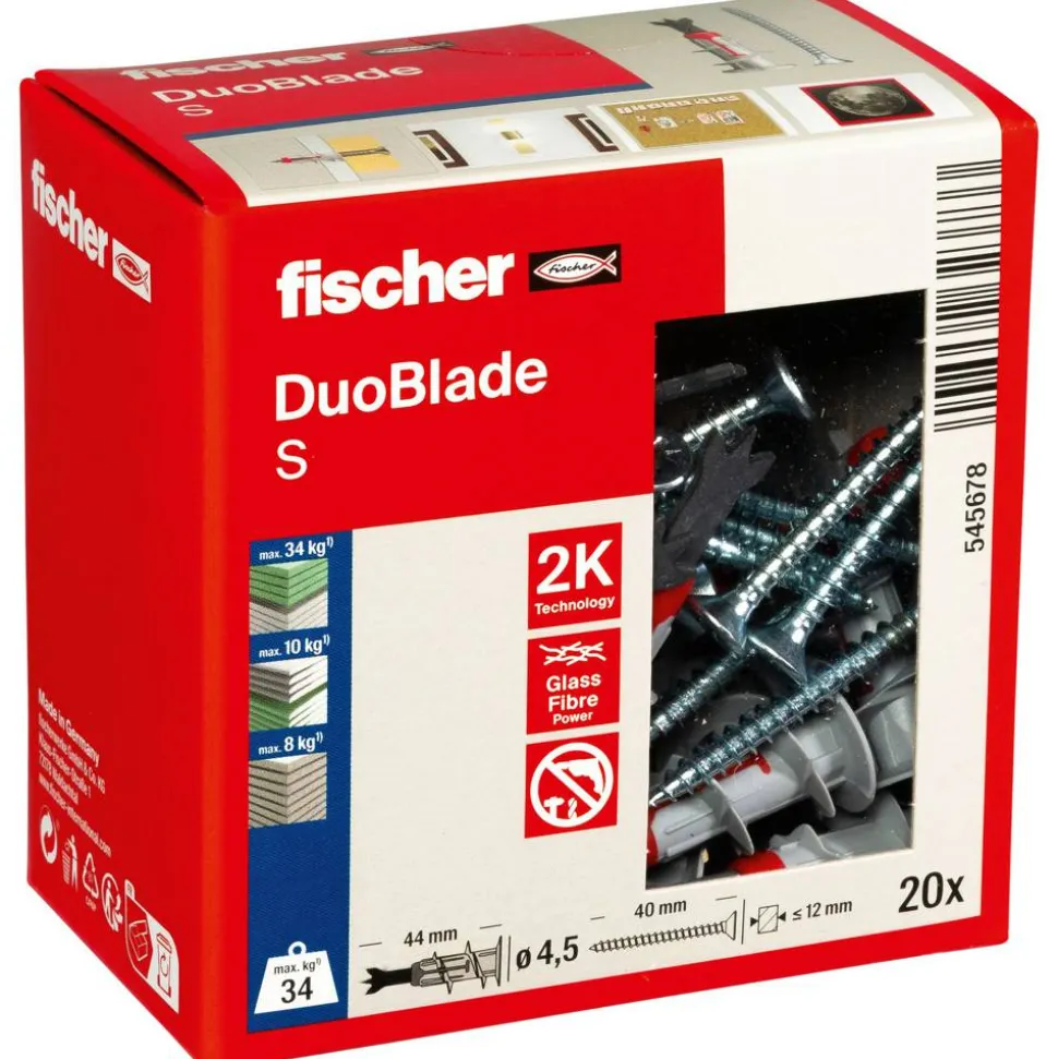Gipskartonplattendübel und Spanplattenschrauben 'Duoblade S' 40-teilig
