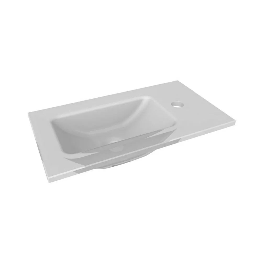 Glasbecken mit Unterschrank 'SBC' Hahnloch links weiß/anthrazit 45 x 61,5 x 25 cm