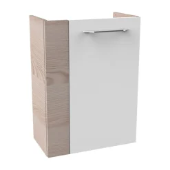 Glasbecken mit Unterschrank 'SBC' Hahnloch links weiß/Eschefarben 45 x 61,5 x 25 cm
