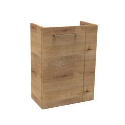 Glaswaschbecken mit Unterschrank 'SBC' Hahnloch rechts weiß/Eichefarben 45 x 61,5 x 25 cm