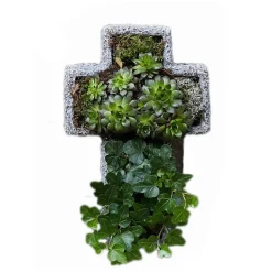 Grab-Arrangement Kreuz bepflanzt, 22 x 15 cm