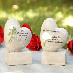 Grab-Gedenkstein 'Amino' Herz mit Blumen und Aufschrift