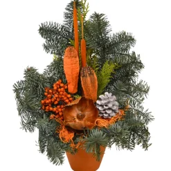 Grabgesteck im Tontopf orange 40 x 30 cm