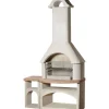Grillkamin 'Bozen' weiß/terracotta 117 x 210 x 65 cm