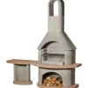 Grillkamin 'Carmen' grau, terracotta 180 x 203 x 65 cm mit Tisch