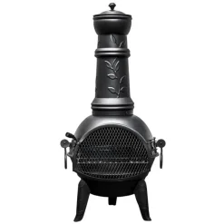 Grillkamin 'Leaf' schwarz Ø 43 x 107 cm