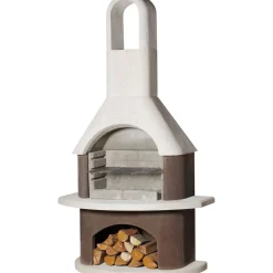 Grillkamin 'Milano' weiß, braun 110 x 203 x 65 cm