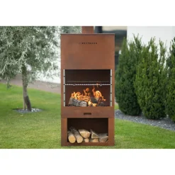 Grillkamin Stahl rostfarben 70 x 229 x 41 cm