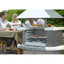 Grillkamin 'Zürich' weiß, anthrazit 110 x 197 x 65 cm