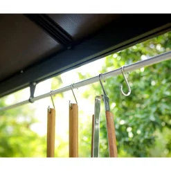 Grillpavillon 'Austin' schwarz 240 x 181 cm Polycarbonat grau
