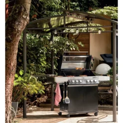 Grillpavillon Stahl braun 240 x 230 x 150 cm